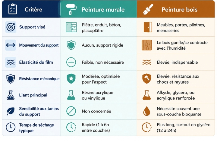 quelle est la différence entre la peinture murale et la peinture en bois